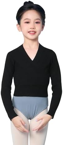 Girls Ballet Sweater Kids Warm up Dance Tops Toddler Long Sleeve Dance Sweater Pull on Ballerina Sweater