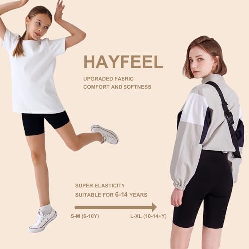 Girls Bike Shorts-5" Soft High Waisted Athletic Dance Gymnastics Spandex Volleyball Biker Shorts For Girls 6-14Years