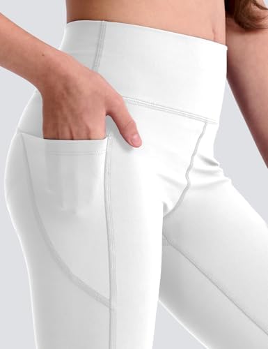 Girls' Black Athletic Leggings With Pockets White Ankle Length Yoga Pants For Kids