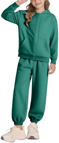 Girls Boys 2 Piece Tracksuit Athletic Sweatsuits Sets Full Zip Hooded Sweatshirt And Jogger Sweatpants Clothing Sets For Kid