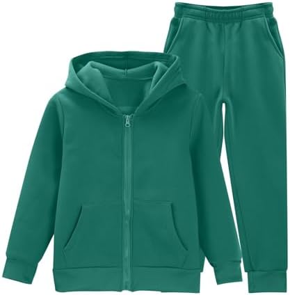 Girls Boys 2 Piece Tracksuit Athletic Sweatsuits Sets Full Zip Hooded Sweatshirt and Jogger Sweatpants Clothing Sets for Kid