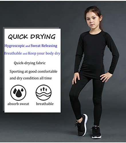 Girls Boys Compression Set Base Layer Athletic Leggings Kids Sports Shirts And Pant 2 Pcs Underwear