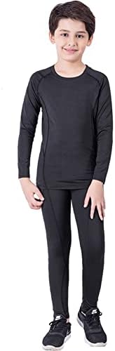 Girls Boys Compression Set Base Layer Athletic Leggings Kids Sports Shirts and Pant 2 Pcs Underwear
