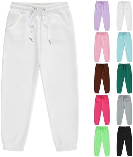 Girls Boys Sweatpants Toddler Kids Solid Drawstring Elastic Waist Joggers Outdoor Active Pants with Pockets for Teen