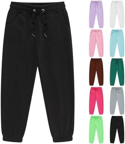 Girls Boys Sweatpants Toddler Kids Solid Drawstring Elastic Waist Joggers Outdoor Active Pants with Pockets for Teen