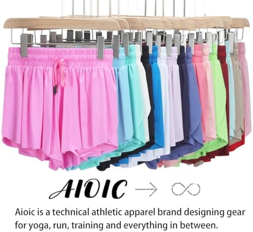 Girls Butterfly Shorts Kids Flowy Short 2-in-1 Girl's Skirts Athletic Skorts With Pocket