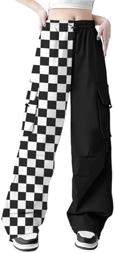 Girls Cargo Pants Elastic Waist Drawstring With Pockets Pants 6-14 Years