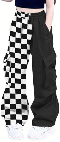 Girls Cargo Pants Elastic Waist Drawstring with Pockets Pants 6-14 Years