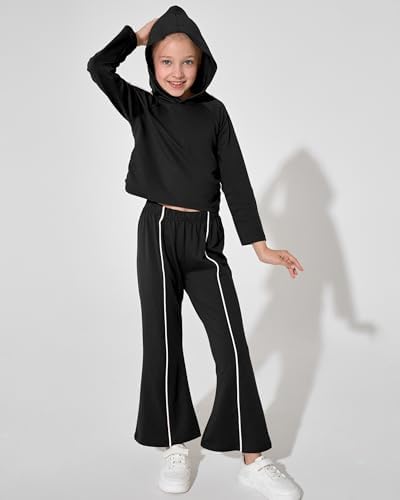 Girls Clothes Kids Winter Hoodies Outfits Ruched Sweatshirts Flared Sweatpants Fall Sweatsuit Set Little Girl Clothing