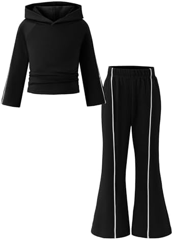 Girls Clothes Kids Winter Hoodies Outfits Ruched Sweatshirts Flared Sweatpants Fall Sweatsuit Set Little Girl Clothing