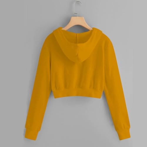 Girls Cropped Zip Up Hoodies Casual Hooded Crop Sweatshirts Long Sleeve Athletic Preppy Track Jacket With Pockets