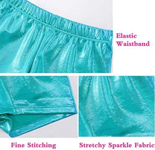 Girls Dance Short For Gymnastics Athletic Shorts Sparkle Glitter Tumbling Bottoms