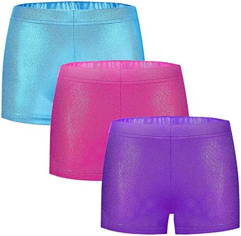 Girls Dance Short for Gymnastics Athletic Shorts Sparkle Glitter Tumbling Bottoms