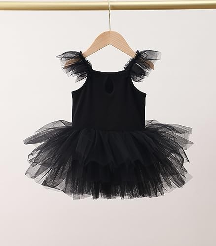 Girls Dance Tutu Dresses Ruffle Sleeve Snap Crotch Ballet Leotards