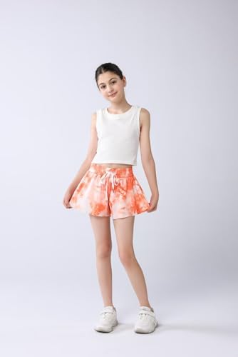 Girls Flowy Shorts With Spandex Liner 2 In 1 Butterfly Shorts Teen Girls With Pockets For Sports Running Athletic