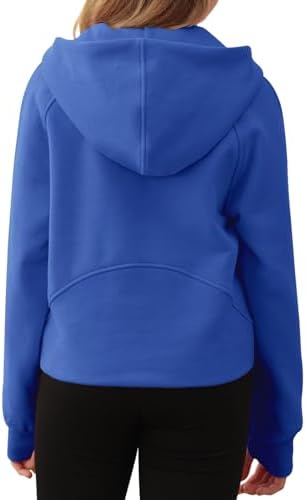 Girls Half Ziper Collar Cropped Hoodies Long Sleeve Fleece Zip Up Pullover Sweatshirts