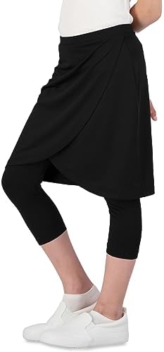 Girls High Elastic Waist Capri Pants Kids Cute Active Golf Tennis Skorts Leggings Skirts Trousers