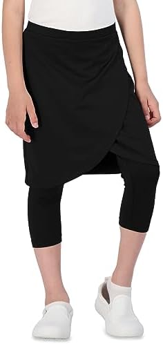 Girls High Elastic Waist Capri Pants Kids Cute Active Golf Tennis Skorts Leggings Skirts Trousers