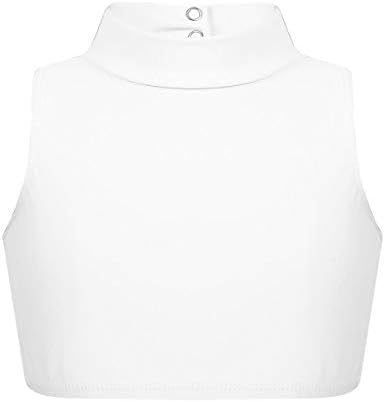 Girls High Neck Athletic Sports Bra Crop Top Gymnastics Workout Gym Fitness Vest Tank Top T Shirt