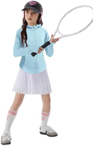 Girls Lightweight Jacket Long Sleeve Zip Up Athletic Hoodie Top UPF50+ Fishing Hiking Sun Protection Outwear