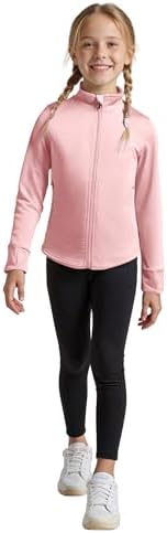 Girls Lightweight Sun Shirt Full Zip Long Sleeve Sun Protection Athletic Jackets With Pockets And Thumbholes