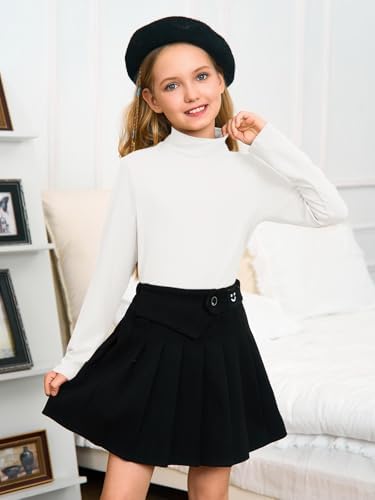 Girls Long Sleeve Mock Neck Pullover Tops Kids Fall Winter Basic Tops Active Layer Shirts 5-14 Years