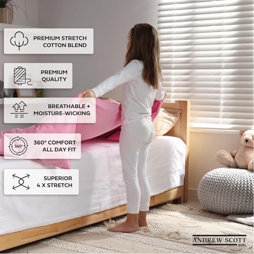 Girls Long Sleeve Performance Tops All Season Natural Cotton Stretch Color T Shirts Multi Packs Colors