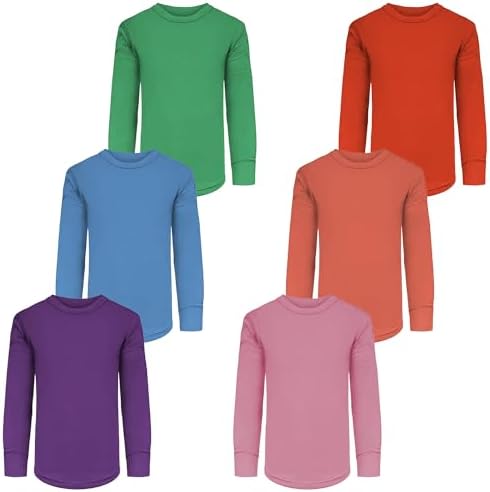 Girls Long Sleeve Performance Tops All Season Natural Cotton Stretch Color T Shirts Multi Packs Colors