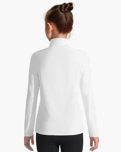 Girls Long Sleeve Shirts Quick Dry Athletic Tops Quarter Zip Pullover Kids Teens Sportswear For Golf Yoga Tennis 5-14 Years