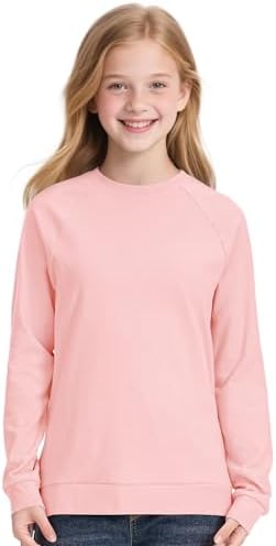 Girls Long Sleeve Shirts SideSplit Crewneck T-Shirts For Girls Size 7-14 Years