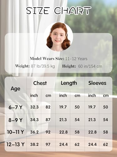 Girls Long Sleeve Shirts Striped Casual Tees Raglan Crewneck Sweatshirts Tops For 6-13 Years