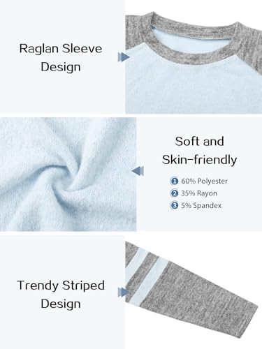 Girls Long Sleeve Shirts Striped Casual Tees Raglan Crewneck Sweatshirts Tops For 6-13 Years