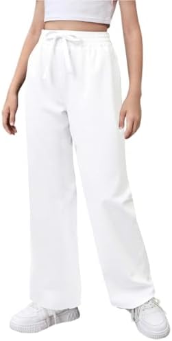 Girls Loose Straight Leg Sweatpants High Waisted Baggy Joggers with Drawstring