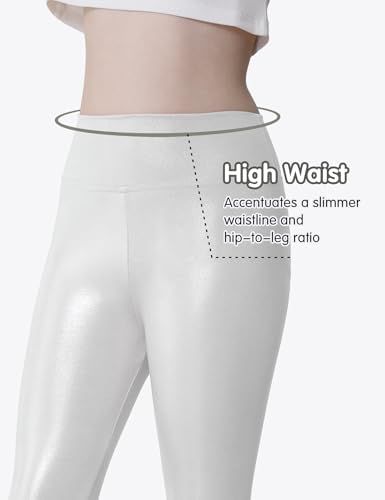 Girls Metallic Leggings High Waisted Sparkly Yoga Pants Shiny Running Dance Tights For Kids Youth Teen 2 Pack