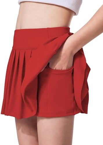 Girls Pleated Skirt With Shorts Athletic Tennis Skorts School Kids Teen High Waisted Skorts With Pockets
