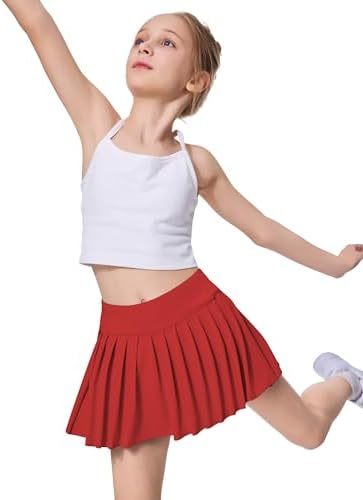 Girls Pleated Skirt With Shorts Athletic Tennis Skorts School Kids Teen High Waisted Skorts With Pockets