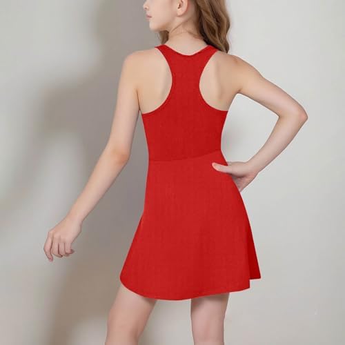Girls Sleeveless Tennis Dresses A-Line Workout Dress Racerback Golf Dress School Sports Dresses Athletic Outfits