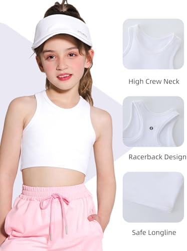Girls Sports Bra Athletic Training Tank Tops Sleeveless Racerback Crop Tops For Kids Teens 5-12Y