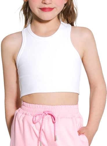 Girls Sports Bra Athletic Training Tank Tops Sleeveless Racerback Crop Tops for Kids Teens 5-12Y