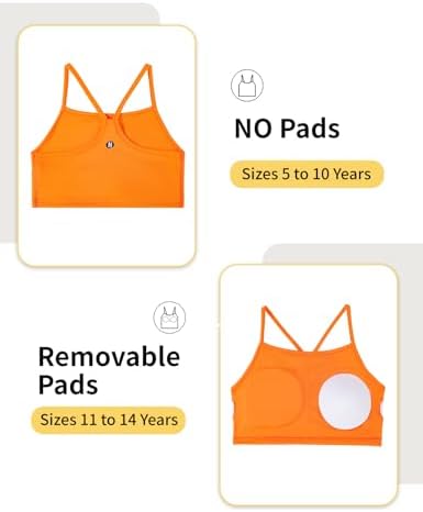 Girls Sports Bra Spaghetti Strap Y Back Training Bras For Teens Racerback Yoga Comfort Crop Top