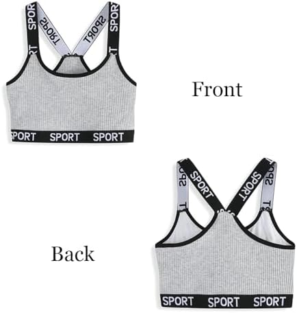 Girls Sports Bra Unpadded Crop Top Cotton Pack Of 4 Grey Black White And Pink