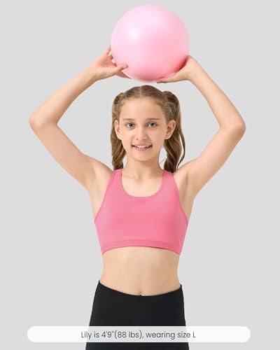 Girls Sports Bras 6-11 Seamless Racerback Training Bras For Girls-No Pads Chest Double Lined
