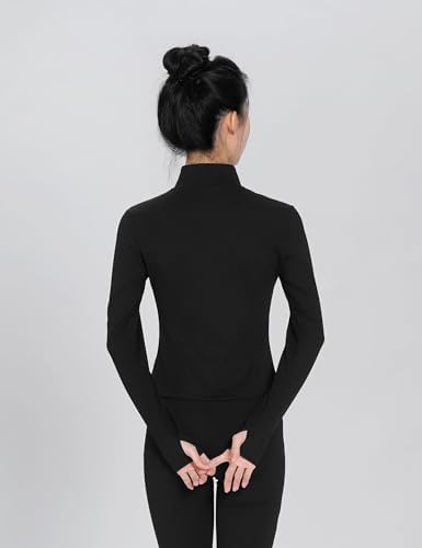 Girls Stand Collar Zipper Elastic Slim Coat High Waist Flare Pants Kids Athletic Yoga Dance Gym Set