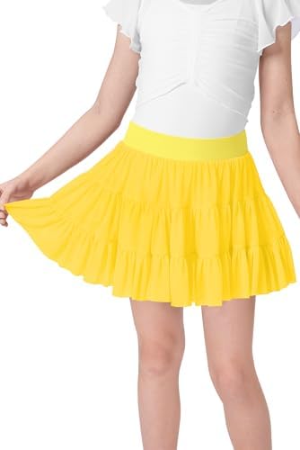 Girls Summer Ruffle Pleated Tennis Skirt Inner Shorts Flowy Cute Athletic Skort with Pockets 5-14 Years