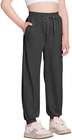 Girls Sweatpants Cooling Baggy Pants Lightweight Quick Dry Athletic Joggers With Pockets Lounge Jogging Pants 5-14Y