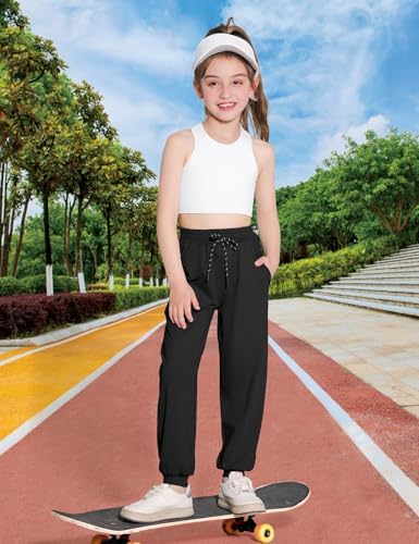 Girls Sweatpants Cooling Baggy Pants Lightweight Quick Dry Athletic Joggers With Pockets Lounge Jogging Pants 5-14Y