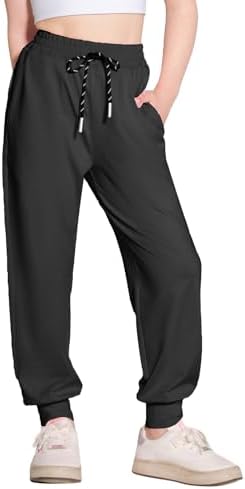 Girls Sweatpants Cooling Baggy Pants Lightweight Quick Dry Athletic Joggers with Pockets Lounge Jogging Pants 5-14Y