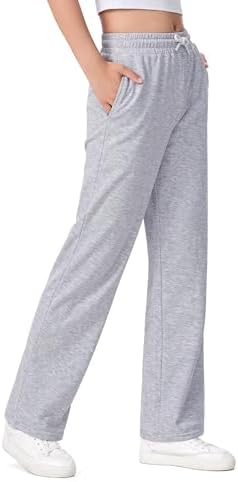 Girls Sweatpants Straight Leg French Terry Joggers Baggy Sweatpants For Teen Girls Size 7-14Y