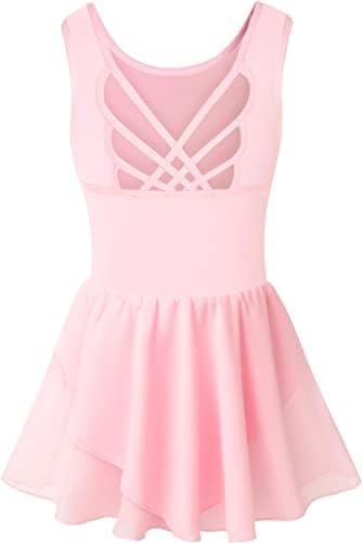 Girls Tank Ballet Leotards with Skirt Toddler Dance Dress Cute Butterfly Hollow Back