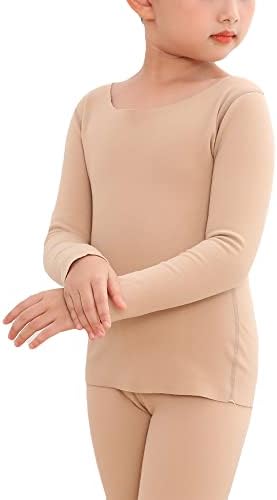 Girls Thermal Underwear Set Crew Neck Fleece Lined Ballet Dance Leotard Undergarments